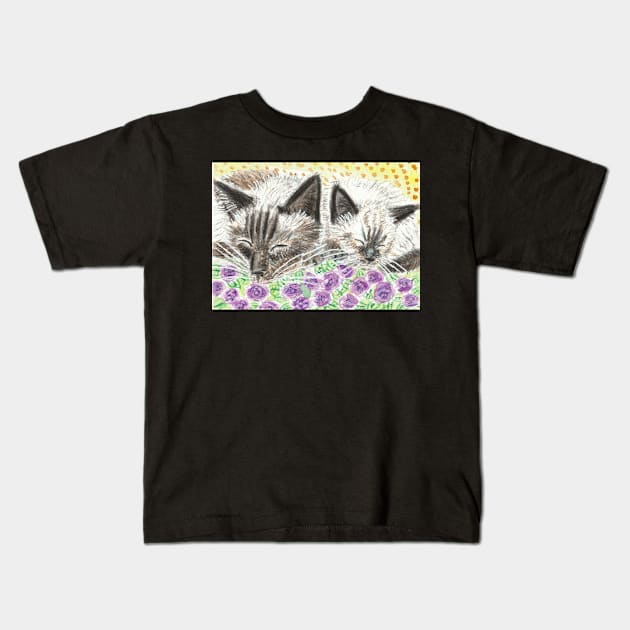 Mother and baby Siamese Kids T-Shirt by SamsArtworks